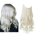 SARLA Invisible Wire Synthetic Hair Extension Platinum Blonde Wavy Curly Long Malaysian Remy Hairpiece Headband Women 18 Inch No