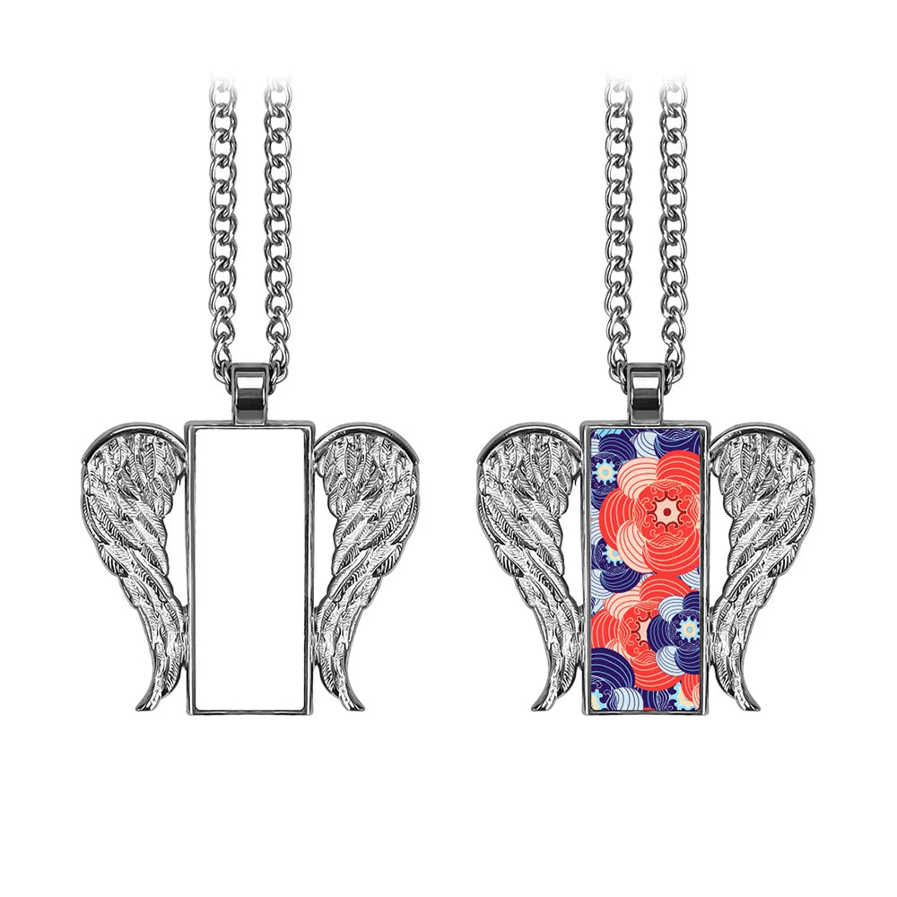 Sublimation Photo Necklace Blanks Wings Pendant Ornament for Diy Printing