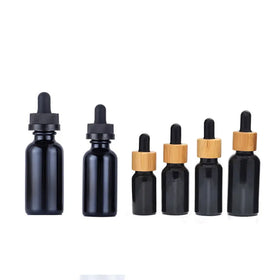 Wholesale Matte Black Clear Glass Bottles Black Droppers 15ml 30ml 60ml 120ml 4oz for Skin Care Cream Face Cream Screen Printing