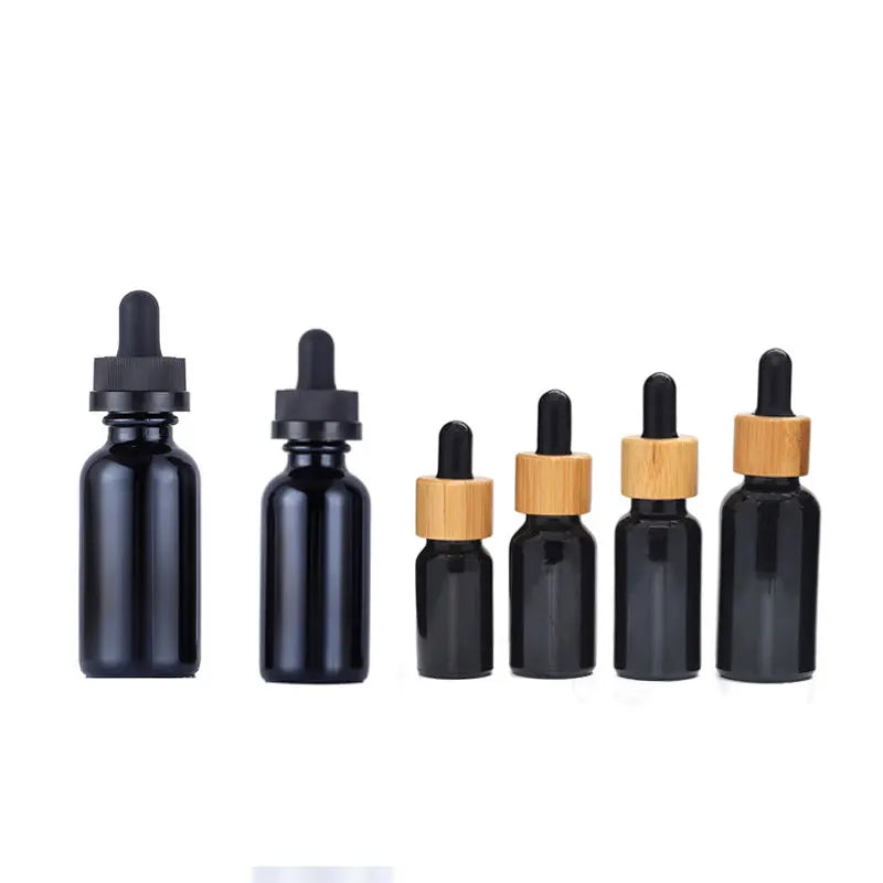 Wholesale Matte Black Clear Glass Bottles Black Droppers 15ml 30ml 60ml 120ml 4oz for Skin Care Cream Face Cream Screen Printing