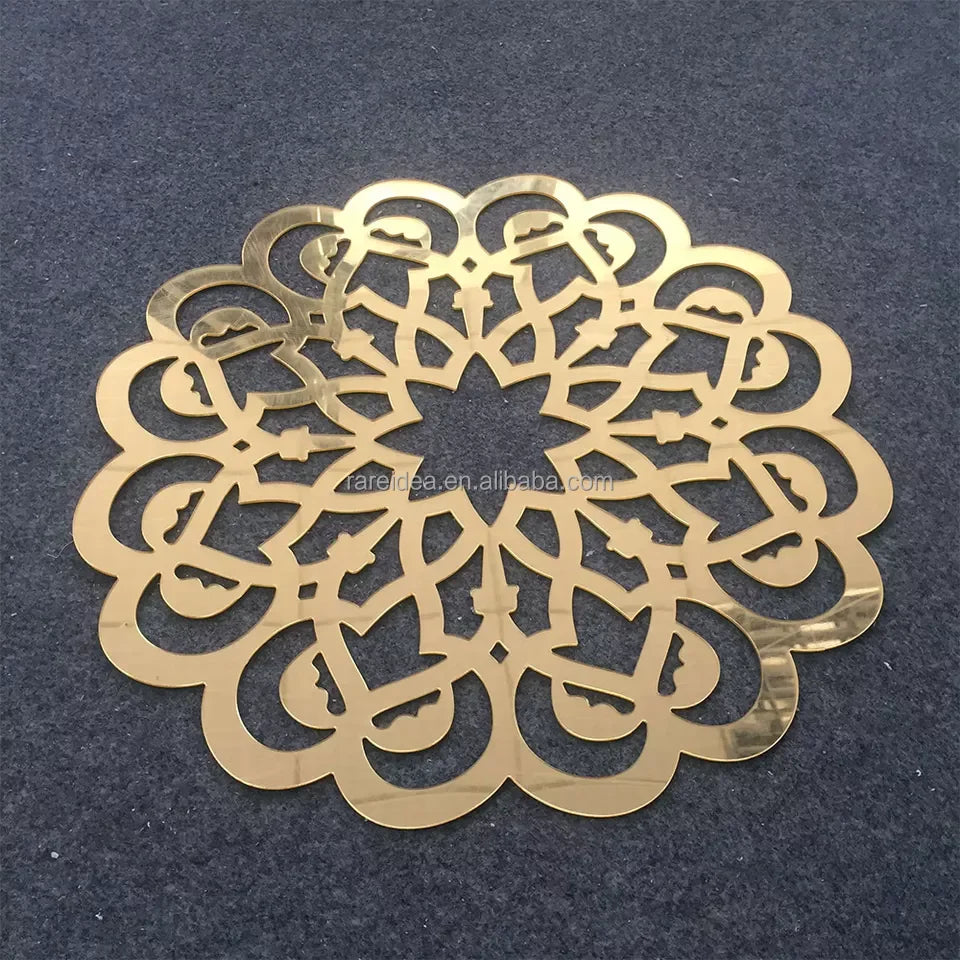 Wedding Charger Plates Coaster Placemats Acrylic Gold Mirror Place Mats for Dining Table