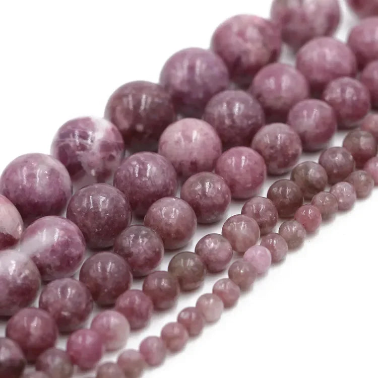 Wholesale Loose Beads 8mm Natural Lepidolite Stone Beads Loose Beads Strand for Creative Designs