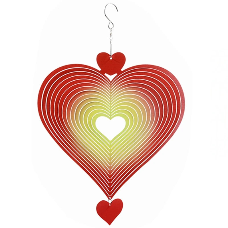 Factory Price Heart Wind Spinner 15 Inch Metal Love Shape Garden Chimes Hanging Ornaments for Outdoor Backyard Bedroom Decor