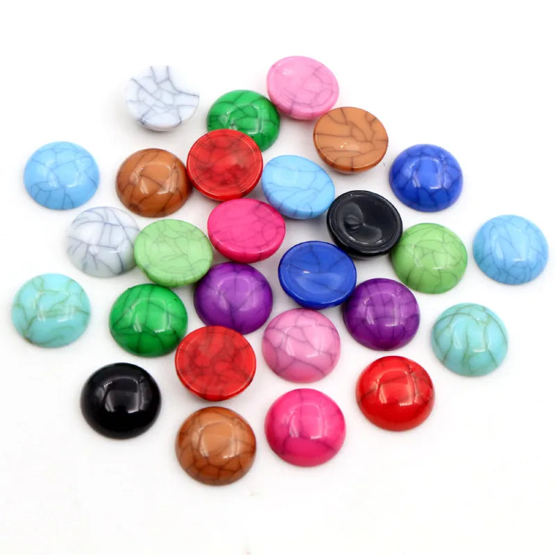 Fashion 40pcs 8mm 10mm 12mm Mix Fashion Colors Crack Style Flatback Resin Cabochons Cameo for DIY Jewelry Making Findings