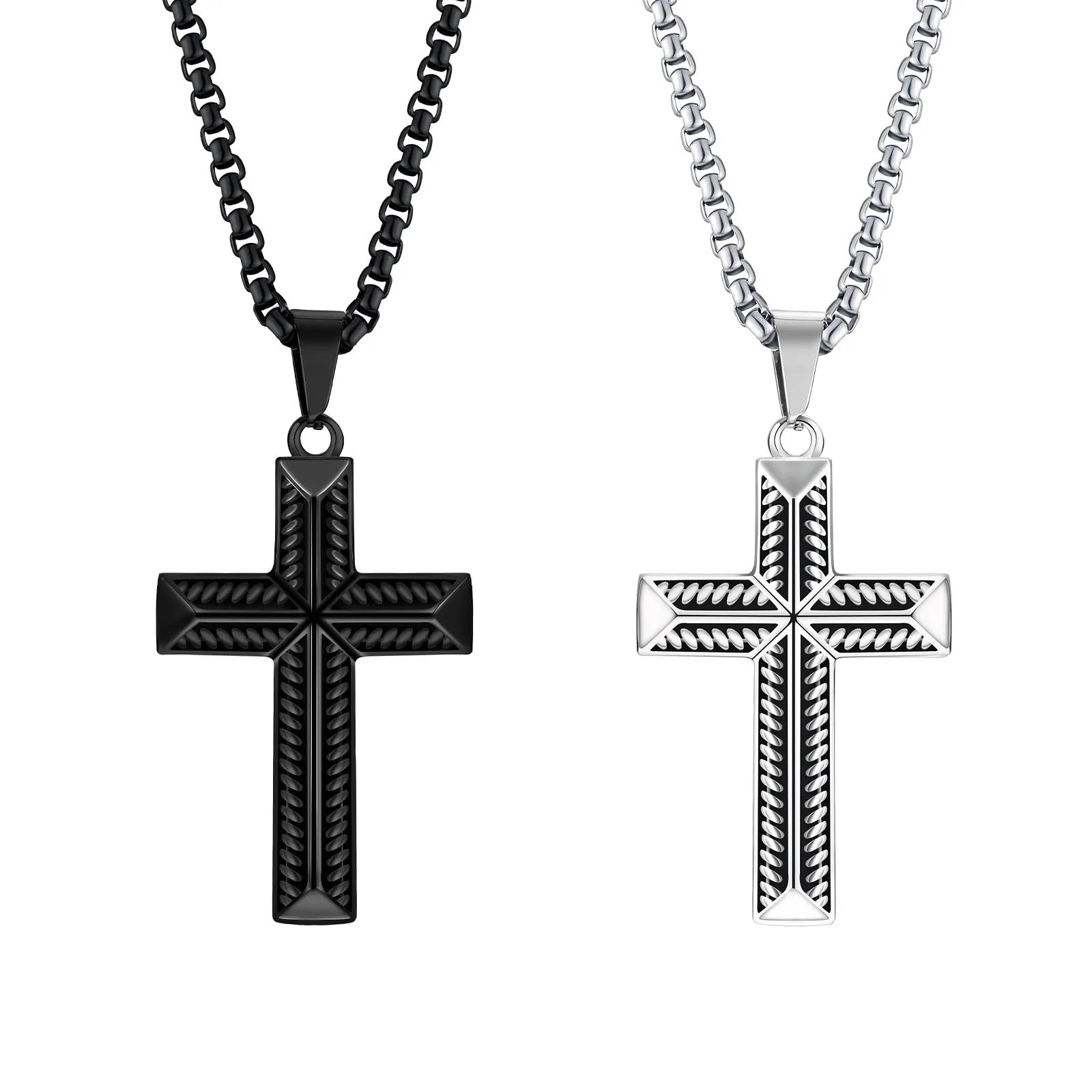 Non Tarnish Crucifix Jesus Cross Pendant Necklace Amazing Grace Cross Stainless Steel Necklace
