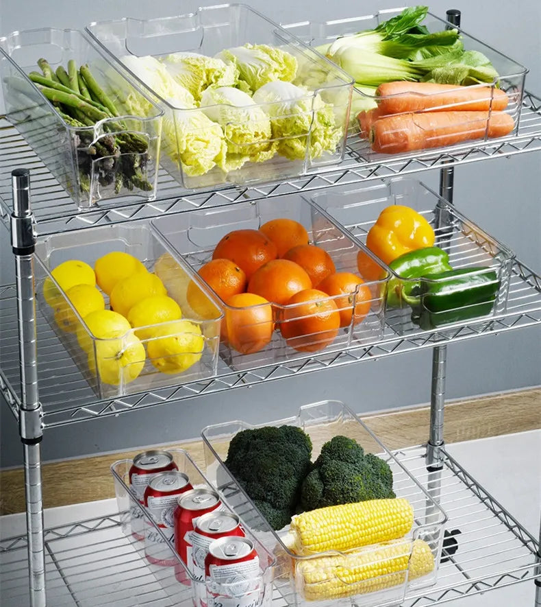 BPA-Free Stackable Fridge Organizer Refrigerator Clear Food Container for Kitchen