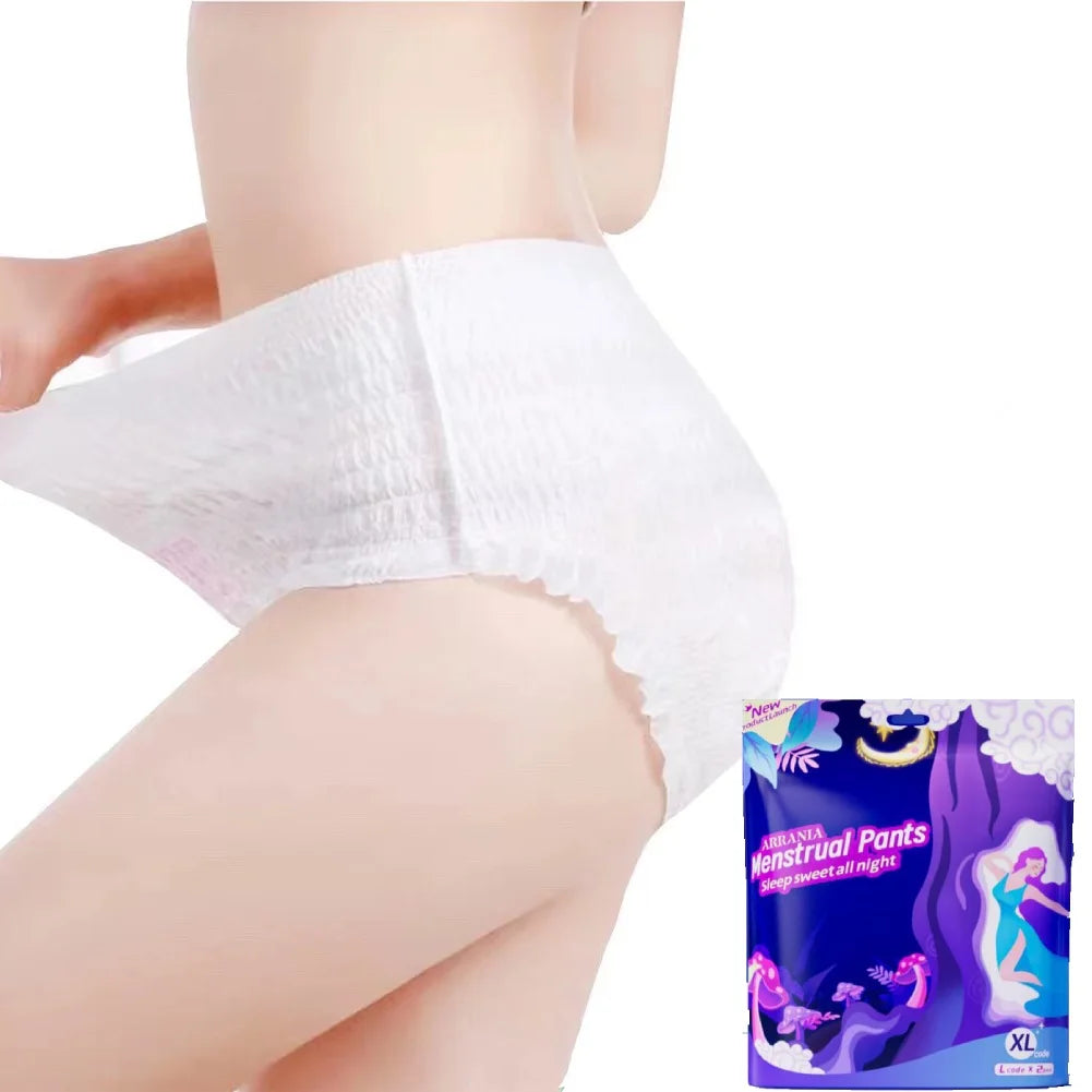 Wholesale Female Disposable Sanitary Napkins Pants Super Absorbent Cotton L~XL Size Menstrual Period Pad