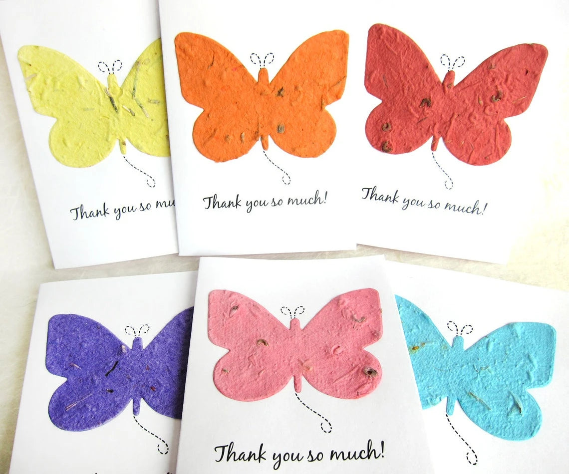 Business Gift Seed Paper Greeting Cards with Offset and UV Printing Options Featuring Intricate Paper Flowers