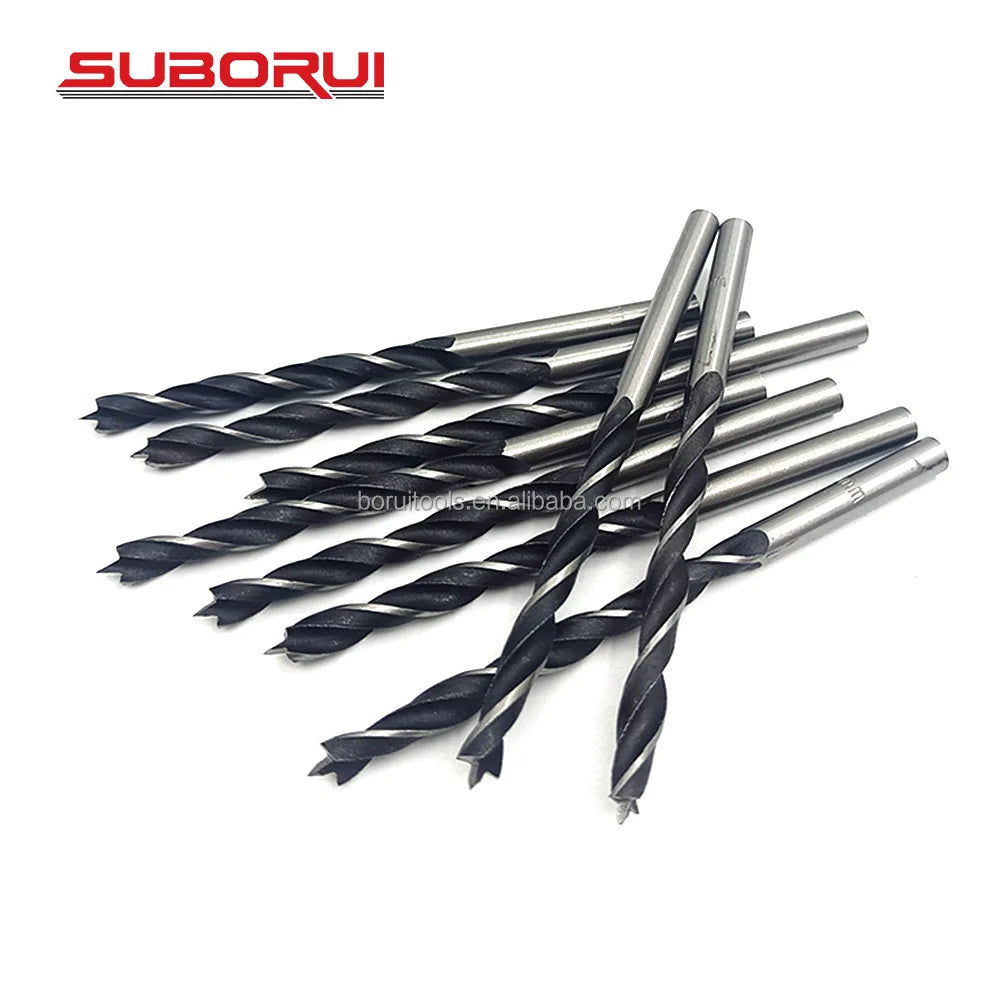 SUBORUI Tool High Carbon Steel Brad Point Wood Drill Bit for Wood Precision Hole Drilling