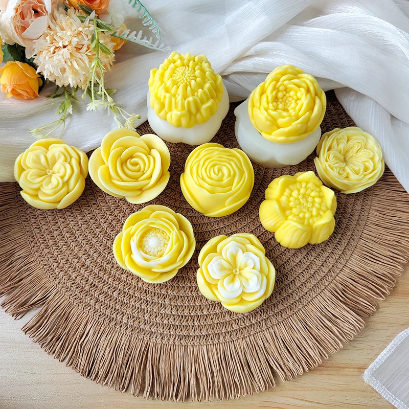 Factory Custom Design 3D Flower Aromatherapy Candle Silicone Mold for DIY Handmade Soap