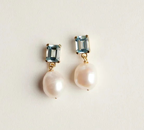 New Design Jewelry New Faux Pearl Earring Rectangle Drop White Baroque Pearls for Weddings Jewelry for Women