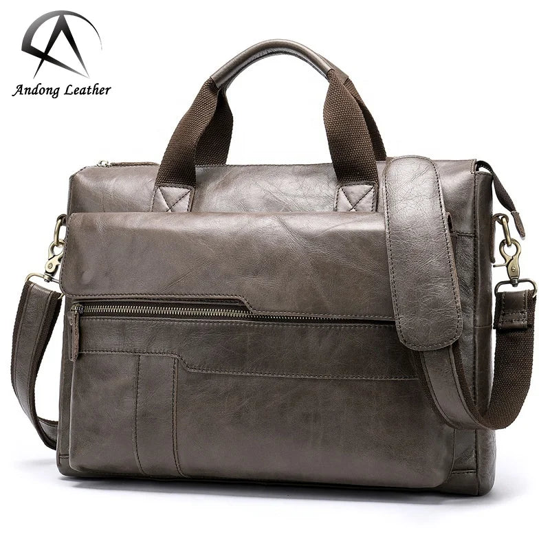 Laptop Briefcase Handbag for Men Genuine Cow Leather Shoulder Sling Bag Europe Style Business