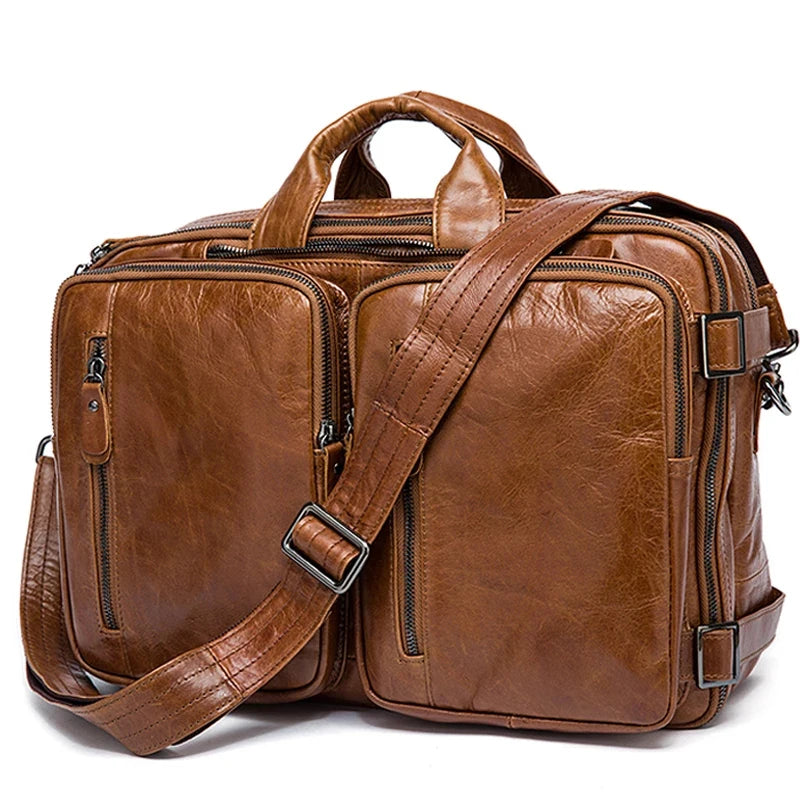 Marrant Men's Genuine Leather Brief case Top Handle Handbag Leather Laptop Backpack Men Leather Briefcase