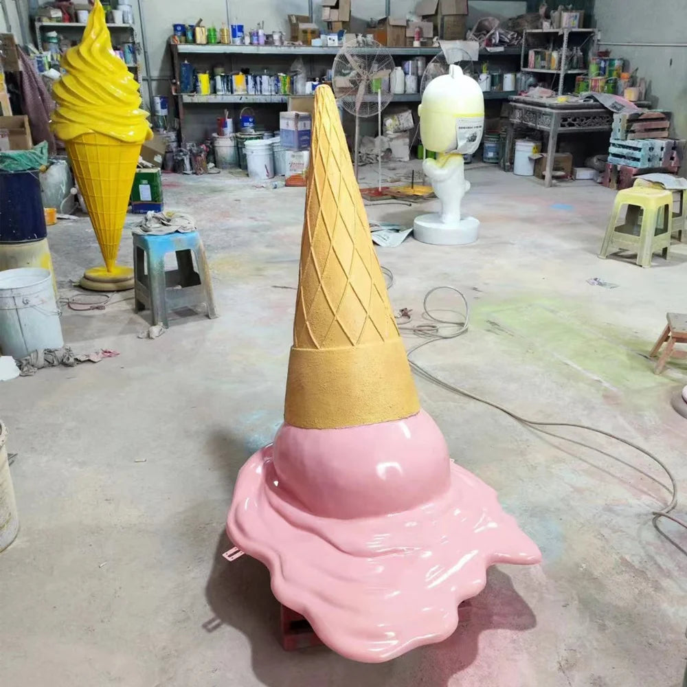 Christmas Decorations Giant Ice Cream Cones Sculpture Resin Donut Macaroon Lollipop Candy Land Decorations