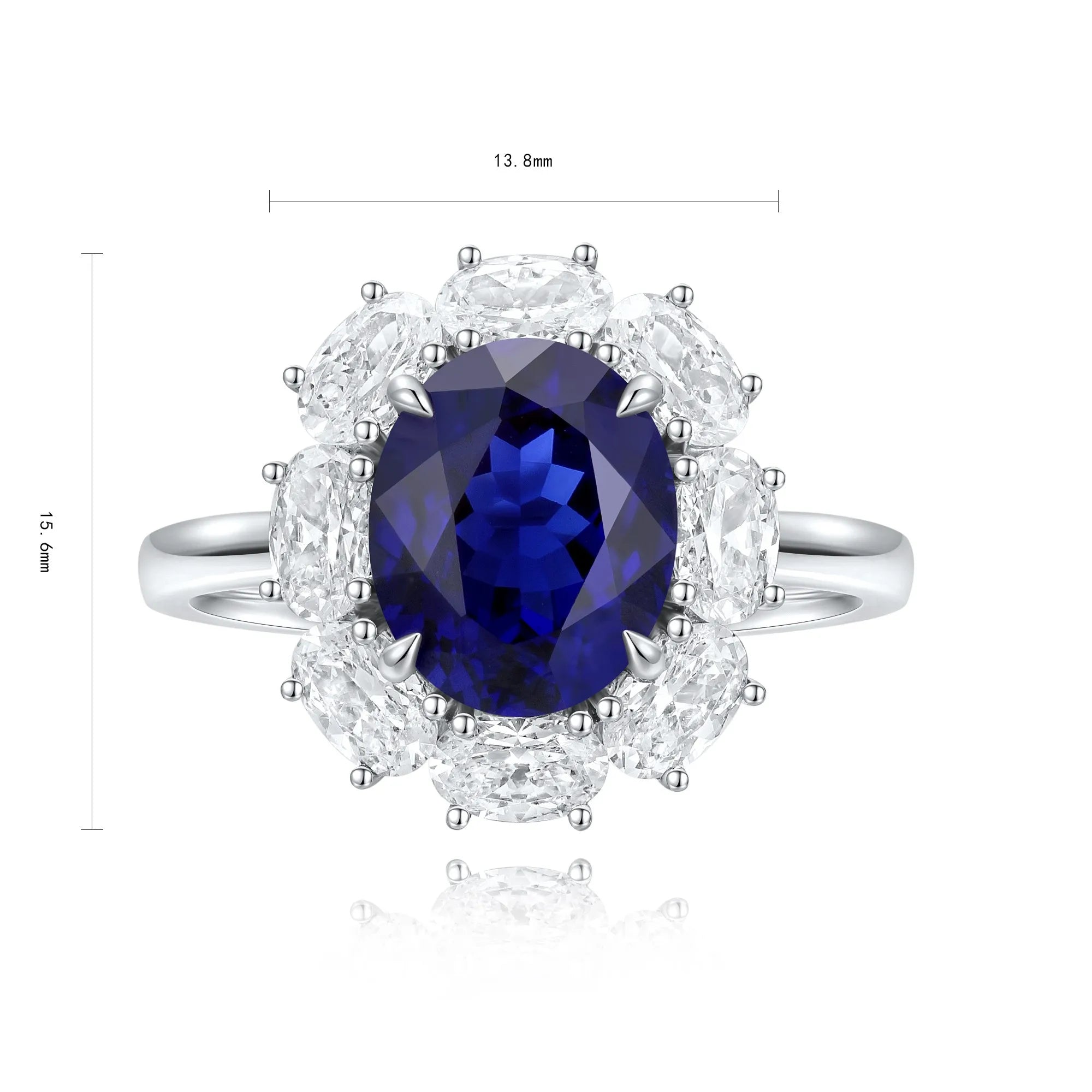 Vintage Luxury S925 Silver Oval Cut Lab Grown Sapphire Gemstone Ring Elegant Women's Engagement Wedding Party Jewelry