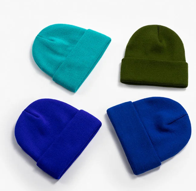 New Fashion Multi Color Factory Price Custom Plain Acrylic Fiber Knit Winter Warm Beanie