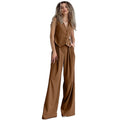Wholesale Striped Women Wide Leg Pants Suits Two Piece Summer Set Womens Pants and Vest Set Trending Outfits for Women 2024