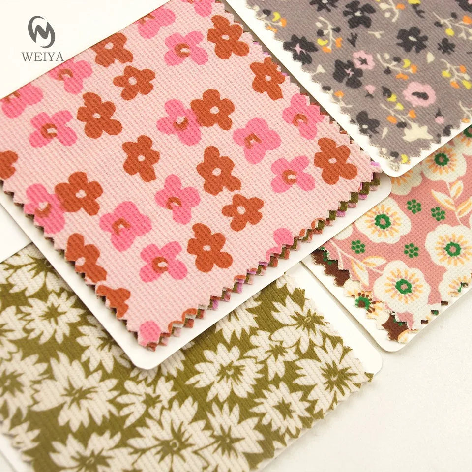 Lovely Girl Children's Wear Polka Dot Floral 100% Polyester Print Corduroy Fabric for Kids Cloth