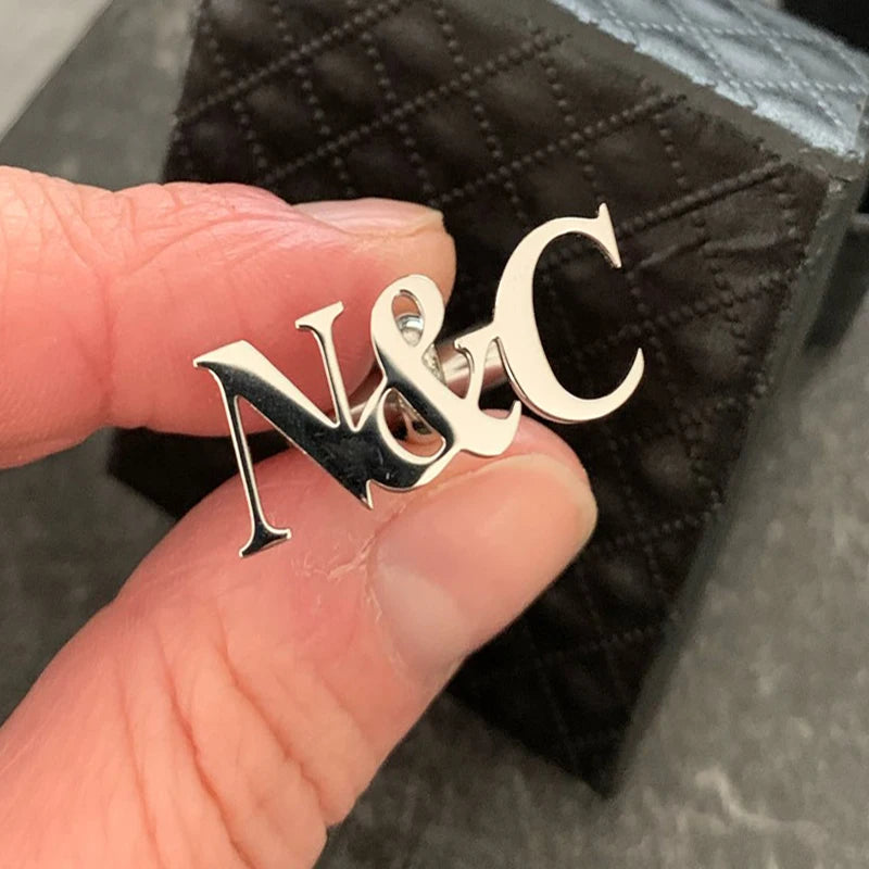 Personalized Letter Name Cufflinks Mens Jewelry Gifts Custom Names Cuff Links Buttons Initials Letters Wedding Cufflink Groom