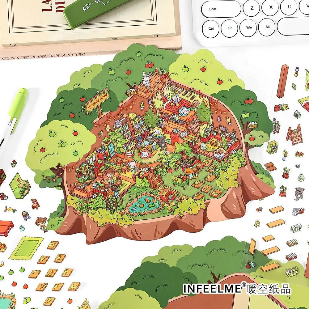 Second Series Cottage Theme Handbook Materials Stickers 2 3 Stickers Per Pack Decorative Cottage Style for Home and Office