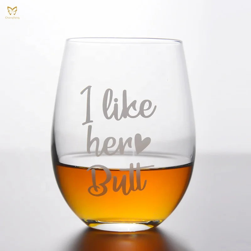 Stemless Wine Glasses 17 Ounce Real Gold Brim Luxury Crystal Red Wine Glass Custom Wedding Wine Glasses