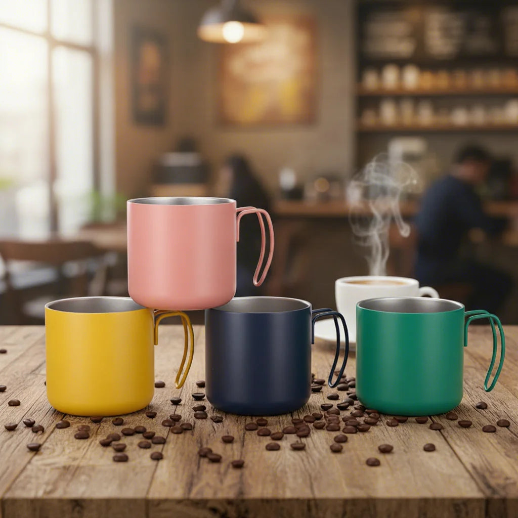 Wholesale Price 10oz Coffee Mug With Metal Handle 16 oz 12oz Stainless Steel Vacuum Travel Tumbler Double Wall Coffee Mug