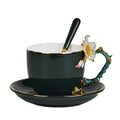 Van Gogh's Famous Almond Blossom 3D Enamel Gold Coffee Mug Tray Ceramic Latte Tea Cup Saucer Set Product Tea Cups Saucers