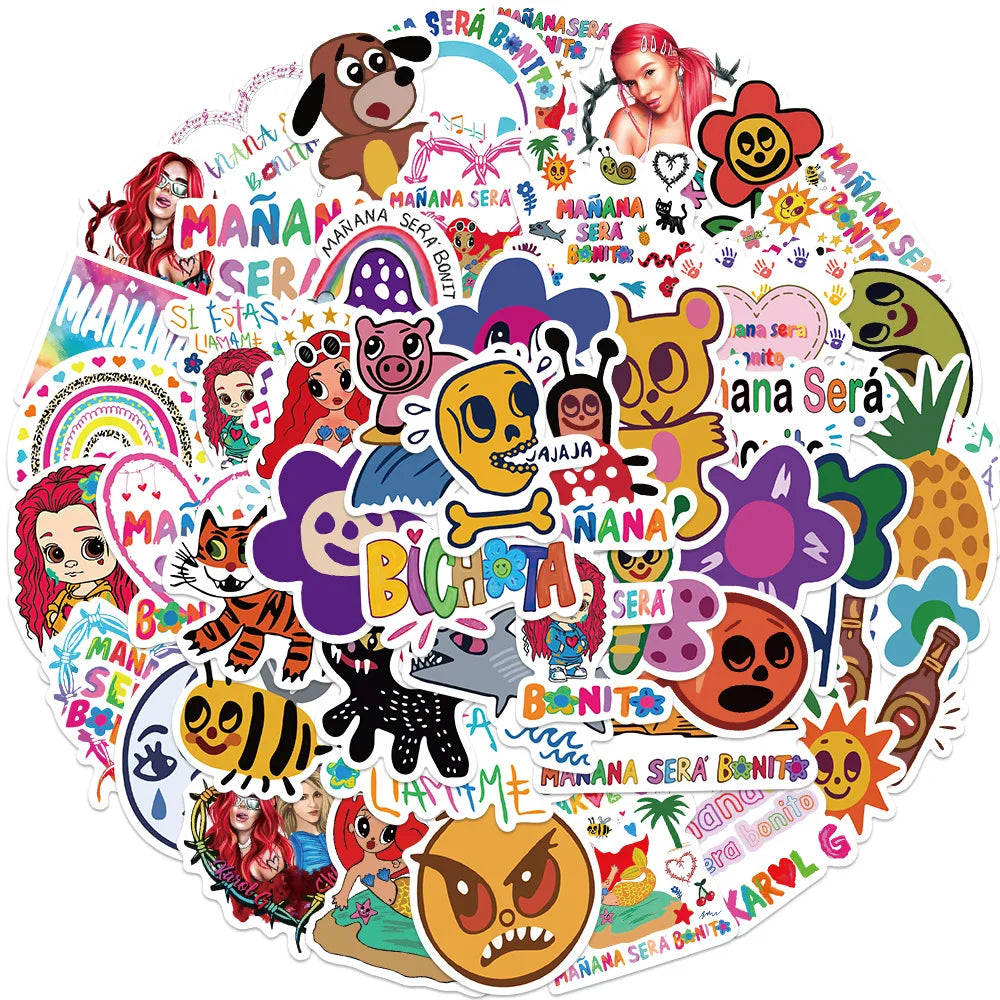 52Pcs New Album Manana Sera Bonito Graffiti Stickers for Fans Scrapbook Phone Vinyl Karol G Pop Singer Sticker