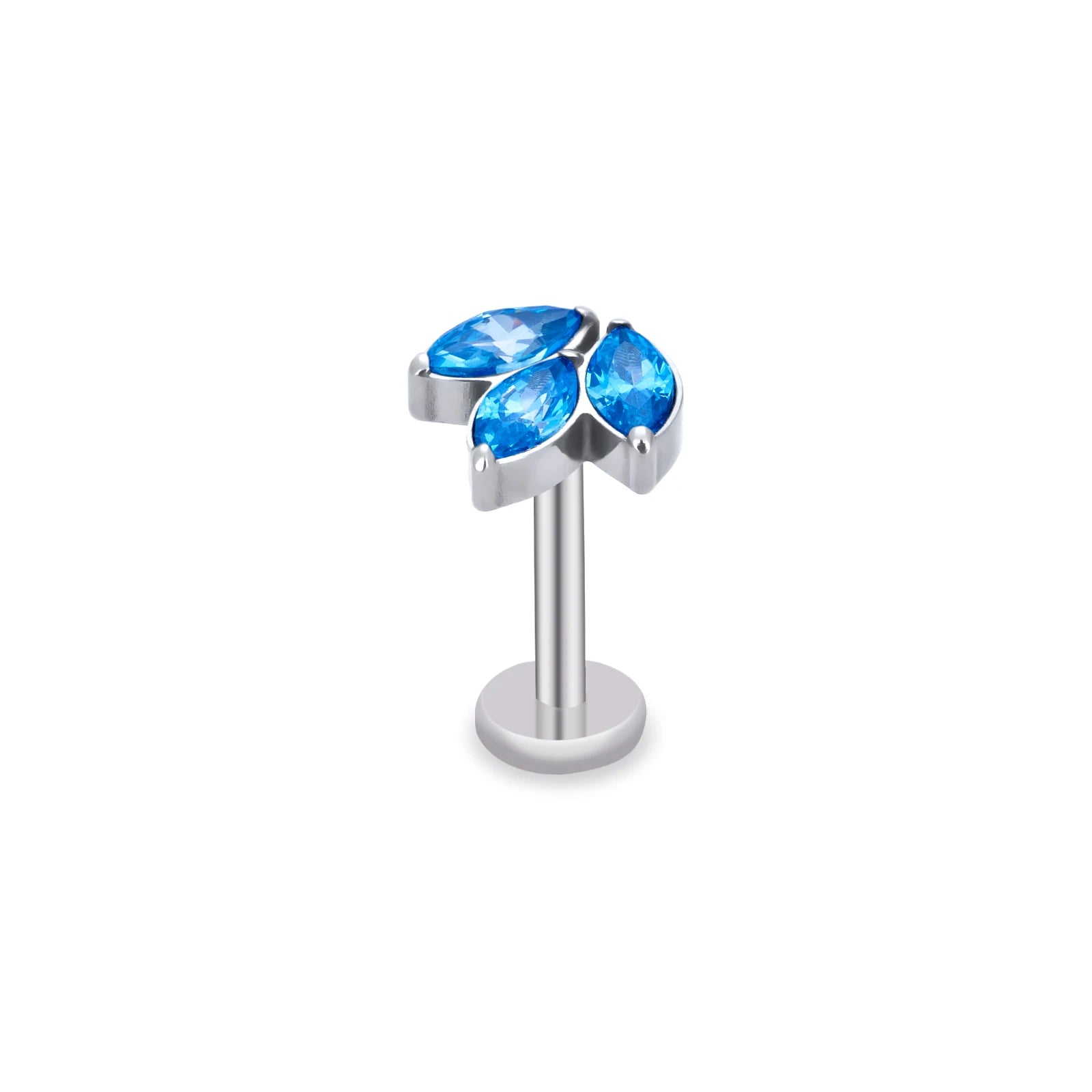 Fashion 3 Marquise Zircon Piercing 16G G23 ASTM F136 Titanium Labret Internal Thread Lip Ear Nose Stud Piercing Body Jewelry