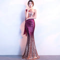 8118 Long Slim-fit Fashion Host Women's Annual Party Fishtail Gradual Beads Banquet Evening Dress
