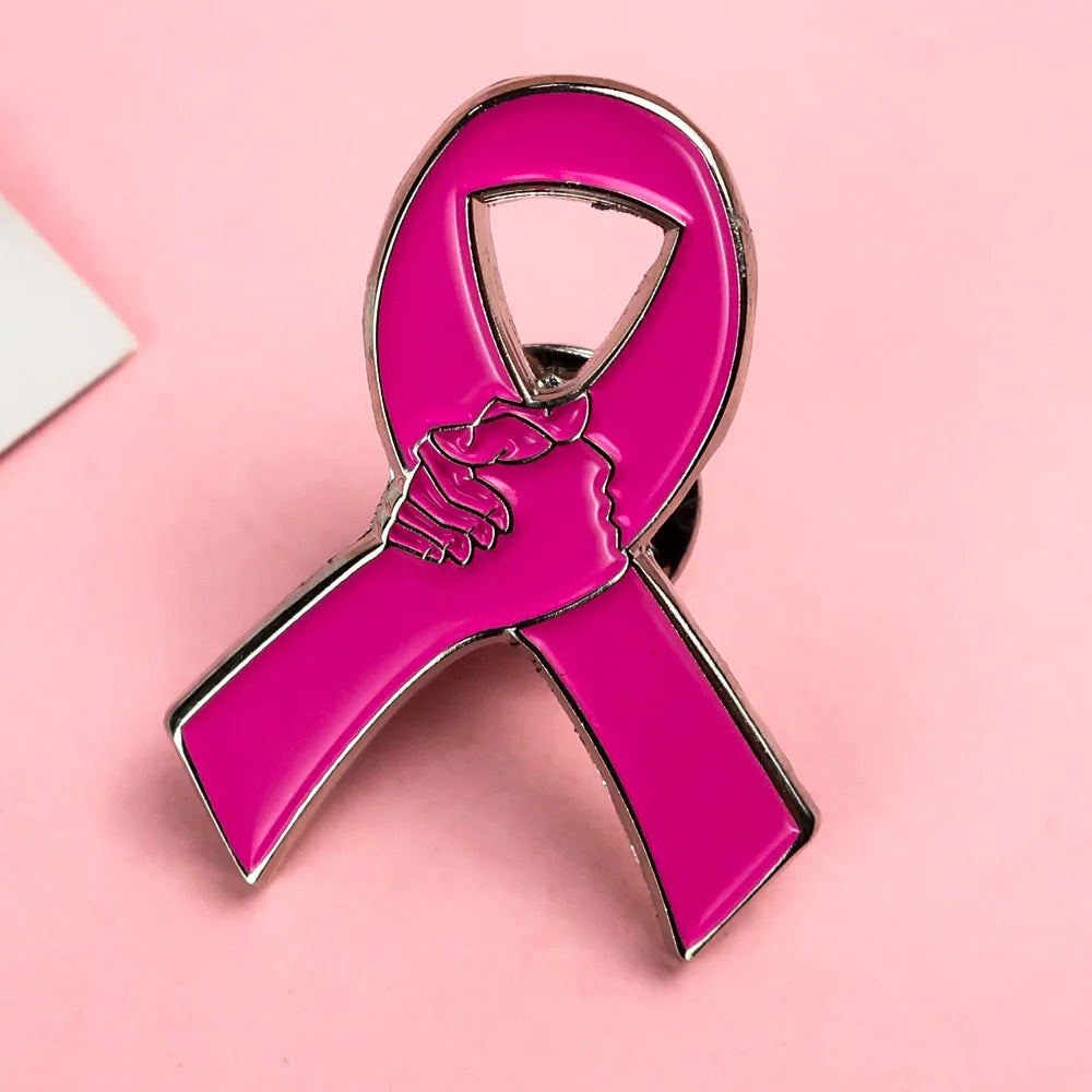 OEM Mental Health Badge pink Hand Fist Autism Symbol Metal Healing Badges Enamel Pins Anxiety with Words