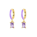 ROXI Multi-color Optional Fashion S925 Sterling Silver French Bread Zircon Pendant Enamel Hoop Earrings