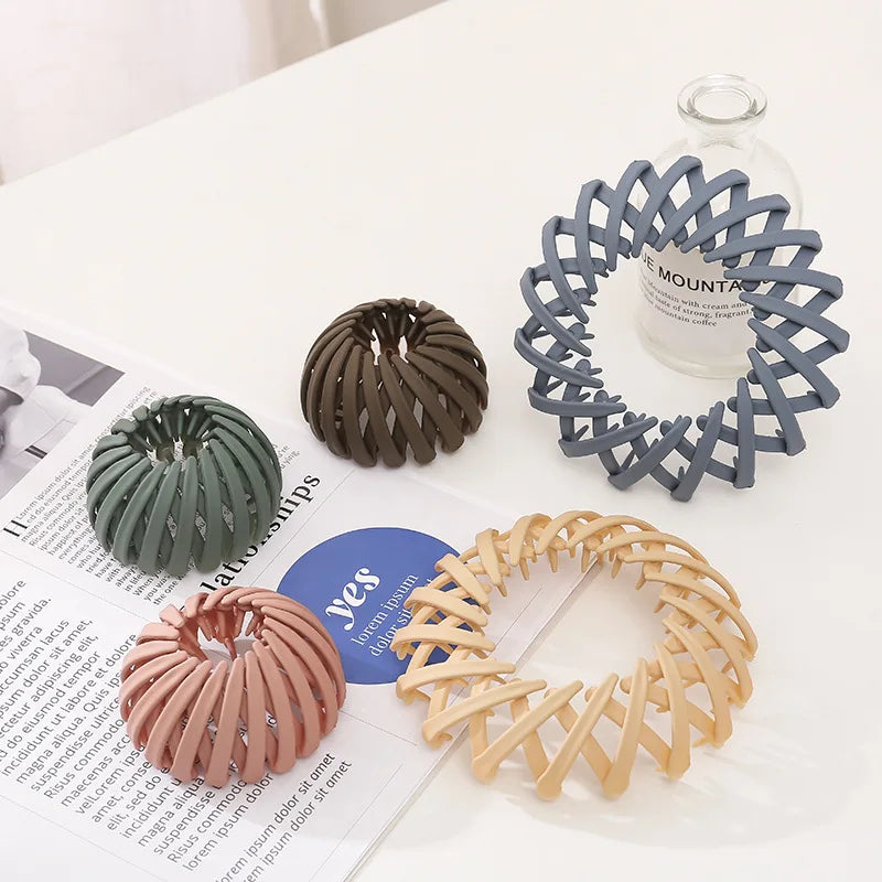 Lazy Style Hair Claw Clips Horsetail Buckle Hair Clips for Women Bird Nest Expanding Hair Accessories Matte Hairpins Bun