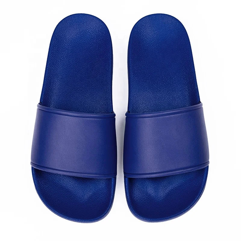 Custom Men's Slide Sandal Shoes Originals PU Leather Slippers with PVC Insole for Beach Use in Summer