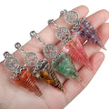 Retro Resin Pendulum Crystal Natural Crushed Stone Silver Pendulum for Divination Hypnosis Healing Soul Witchcraft Divination