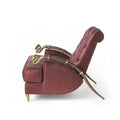 Luxury 24K Gold Snake Armrest Single Sofa Chair Red Leather Upholstered Lounge Chair for Home Villa Wood Velvet Metal Material