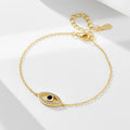Wholesale Fashion Jewelry S925 Sterling Silver Gold Plated Blue Eyes Fine Cubic Zircon Adjustable Devil Eye Bracelets