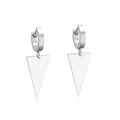 Cheap Wholesale Ason Stainless Steel Jewelry Creative Inverted Triangle Pendant Hoop Earrings Silver Dangle Hoop Earrings
