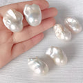 Tianmeng Women's 925 Sterling Silver Gold Plated Casual/Sporty Stud Earrings 30mm Baroque Shape AAAA Grade White Pearl