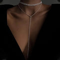Gold Simple Long Tassel Rhinestone Necklaces New Multi-layer Choker Accessories for Party Anniversary Fashionable Gift Ideas