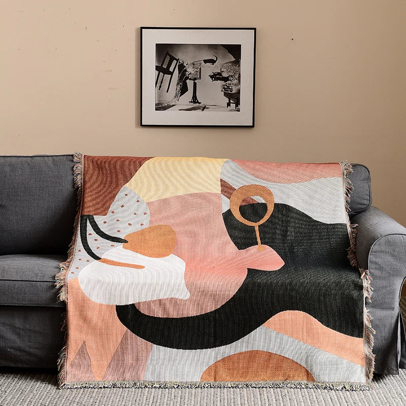 Wholesale Custom Design Bohemian Floral Woven Throw Blanket