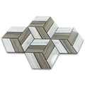 Modern Interior Design Polished Stone Hexagon Basket Weave Coffee Marble Mosaic Tiles Low Price Parquet Wall Flooring for Hotel