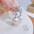 E346 11-12mm DIY Natural  Freshwater Pearl Charm Earrings Mounting Accessory 925 Sterling Silver Gold Plated  Jewelry for Women