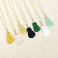 2025 New Model Chinese Religious Jewellery Fine Real Gold Plated Fengshui Guan Yin Green Jade Stone Quartz Pendant Necklace