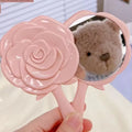 BL Wholesales ROUND Plastic Packet Mirror Beauty Hand Held Makeup Mirror Mini Travel Rose Shaped Mirror
