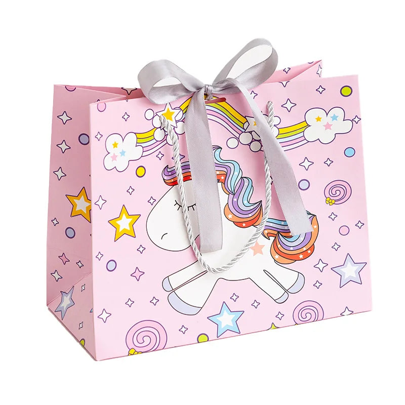 Cartoon Birthday Party Pink Small Paper Goodies Clothing Packing Christmas Unicorn Gift Bags for Kids