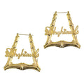 Bulk Hoops Women Custom Stainless Steel Big Hoop Filled Large Name Plate Kids Resin Wholesale Bamboo Earrings Gold Plated