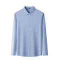 Autumn Trendy Men's Casual XL Satin Shirt with Turn-Down Collar and Long Sleeves Geometric Pattern Style for Middle-Aged Dress