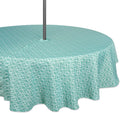 100% Polyester Washable Aqua Print Water Repellant Outdoor Table Cloth With Zipper Round Diamond Tablecloth