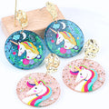 2024 Fantastic Jewelry Printed unicorn Sequins Cute Girls Children Acrylic Earrings